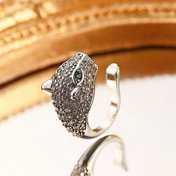 Silver Zircon Leopard Cuff Earring, Cartilage, Minimalist - Picture 2 of 8